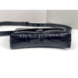 Balenciaga Crocodile Leather Handbag Crossbody Bag Black