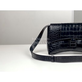 Balenciaga Crocodile Leather Handbag Crossbody Bag Black