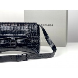 Balenciaga Crocodile Leather Handbag Crossbody Bag Black