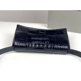 Balenciaga Crocodile Leather Handbag Crossbody Bag Black