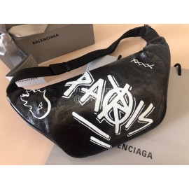 Balenciaga Fashion Graffiti Cowhide Beltpack Black