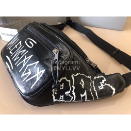 Balenciaga Fashion Graffiti Cowhide Beltpack Black