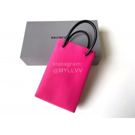 Balenciaga Fashion Cowhide Shopping Handbag Rose Red