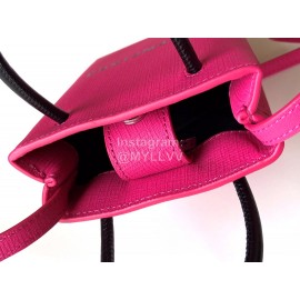 Balenciaga Fashion Cowhide Shopping Handbag Rose Red