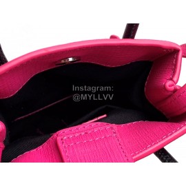 Balenciaga Fashion Cowhide Shopping Handbag Rose Red