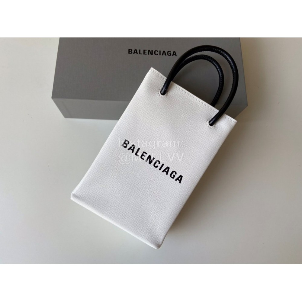 Balenciaga Fashion Graffiti Cowhide Shopping Handbag White