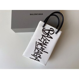 Balenciaga Fashion Graffiti Cowhide Shopping Handbag White