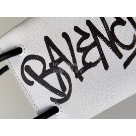 Balenciaga Fashion Graffiti Cowhide Shopping Handbag White