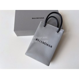 Balenciaga Fashion Graffiti Cowhide Shopping Handbag Gray