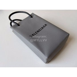 Balenciaga Fashion Graffiti Cowhide Shopping Handbag Gray