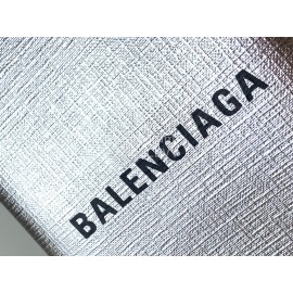 Balenciaga Fashion Cowhide Shopping Handbag Silver