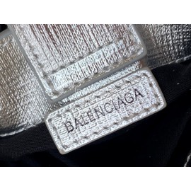 Balenciaga Fashion Cowhide Shopping Handbag Silver