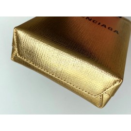 Balenciaga Fashion Cowhide Shopping Handbag Gold