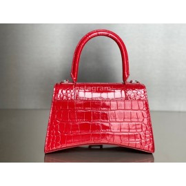 Balenciaga Medium Crocodile Cowhide Crossbody Flap Handbag Red