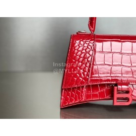 Balenciaga Medium Crocodile Cowhide Crossbody Flap Handbag Red