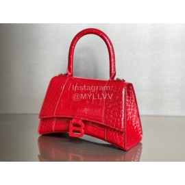 Balenciaga Medium Crocodile Cowhide Crossbody Flap Handbag Red