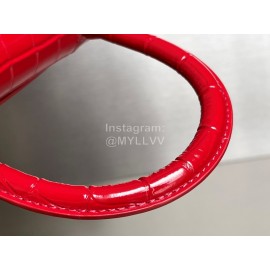 Balenciaga Medium Crocodile Cowhide Crossbody Flap Handbag Red