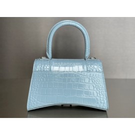 Balenciaga Medium Crocodile Cowhide Crossbody Flap Handbag Blue
