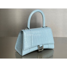 Balenciaga Medium Crocodile Cowhide Crossbody Flap Handbag Blue