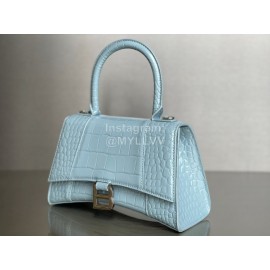 Balenciaga Medium Crocodile Cowhide Crossbody Flap Handbag Blue