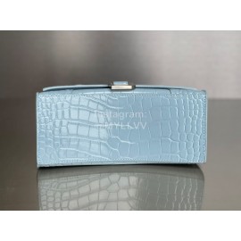 Balenciaga Medium Crocodile Cowhide Crossbody Flap Handbag Blue