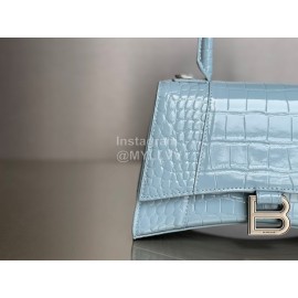 Balenciaga Medium Crocodile Cowhide Crossbody Flap Handbag Blue
