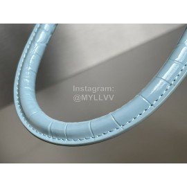 Balenciaga Medium Crocodile Cowhide Crossbody Flap Handbag Blue