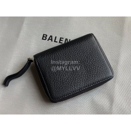 Balenciaga Lychee Grain Cowhide Two Fold Wallet Black