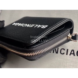 Balenciaga Lychee Grain Cowhide Two Fold Wallet Black