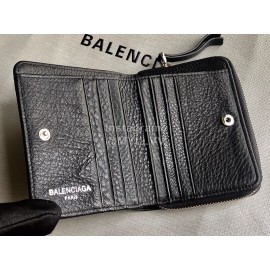 Balenciaga Lychee Grain Cowhide Two Fold Wallet Black