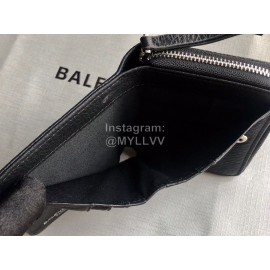 Balenciaga Lychee Grain Cowhide Two Fold Wallet Black