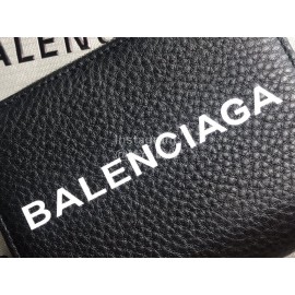 Balenciaga Lychee Grain Cowhide Two Fold Wallet Black