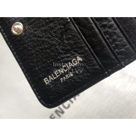 Balenciaga Lychee Grain Cowhide Two Fold Wallet Black