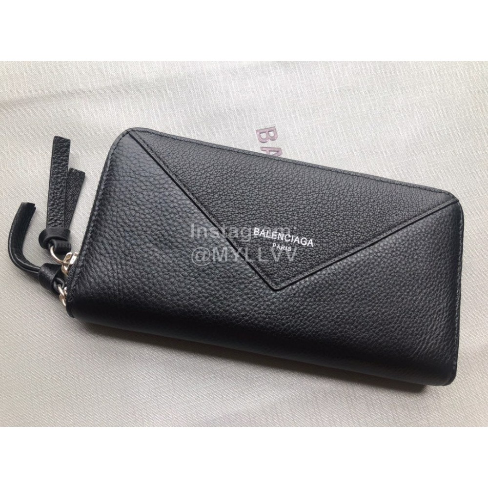Balenciaga Lychee Grain Cowhide Long Zipper Wallet