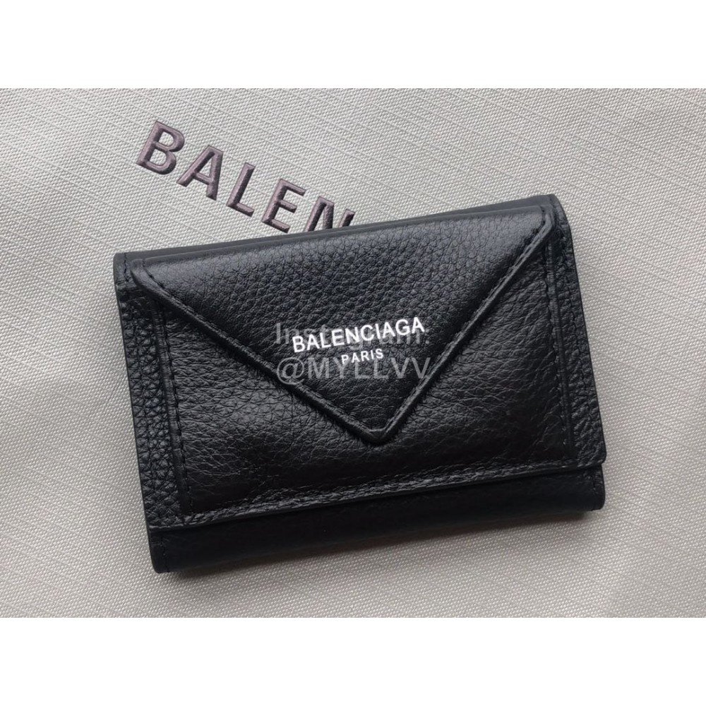 Balenciaga Lychee Grain Cowhide Three Fold Wallet