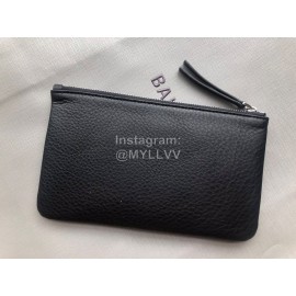 Balenciaga Black Lychee Grain Cowhide Zipper Coin Purse 