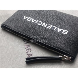 Balenciaga Black Lychee Grain Cowhide Zipper Coin Purse 