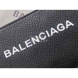 Balenciaga Black Lychee Grain Cowhide Zipper Coin Purse 