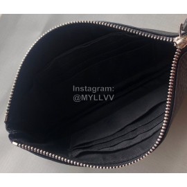 Balenciaga Black Lychee Grain Cowhide Zipper Coin Purse 