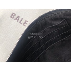 Balenciaga Black Lychee Grain Cowhide Zipper Coin Purse 
