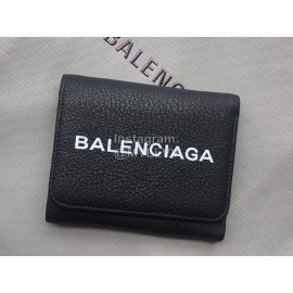 Balenciaga Black Lychee Grain Cowhide Three Fold W..