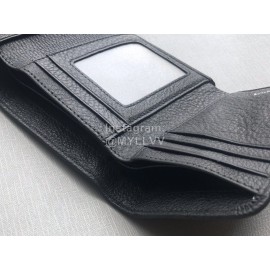 Balenciaga Black Lychee Grain Cowhide Three Fold Wallet