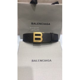 Balenciaga Fashion Leather Gold Buckle 30mm Belts Black