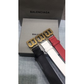 Balenciaga Fashion Leather Gold Buckle 30mm Belts Black
