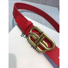 Balenciaga Fashion Leather Gold Buckle 30mm Belts Red