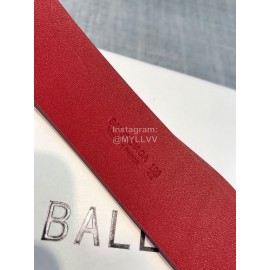 Balenciaga Fashion Leather Gold Buckle 30mm Belts Red
