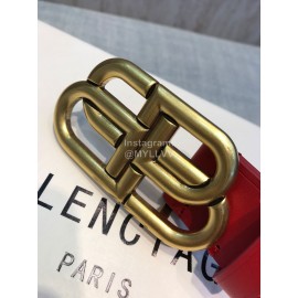 Balenciaga Fashion Leather Gold Buckle 30mm Belts Red