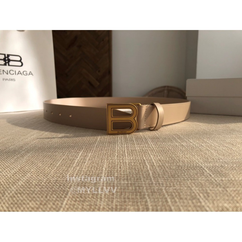 Balenciaga Hourglass Leather Vintage Copper Buckle 30mm Belts Khaki