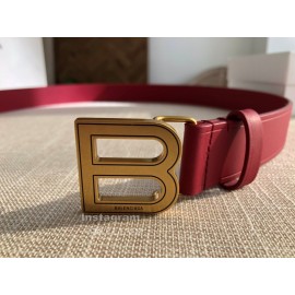 Balenciaga Hourglass Leather Vintage Copper Buckle 30mm Belts Red