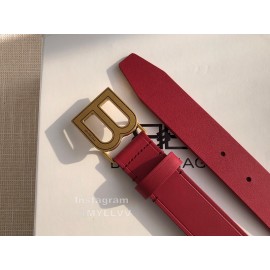 Balenciaga Hourglass Leather Vintage Copper Buckle 30mm Belts Red